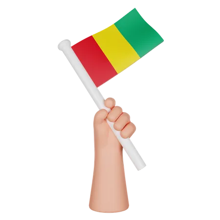 Hand Holding A Flag Of Guinea  3D Icon