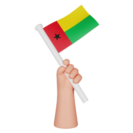 Hand Holding A Flag Of Guinea Bissau  3D Icon