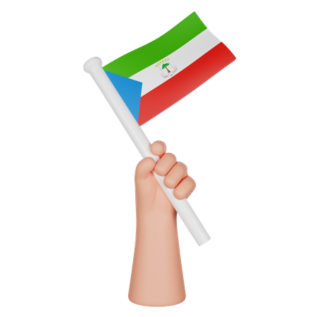 Hand Holding A Flag Of Guinea Khatulistiwa  3D Icon