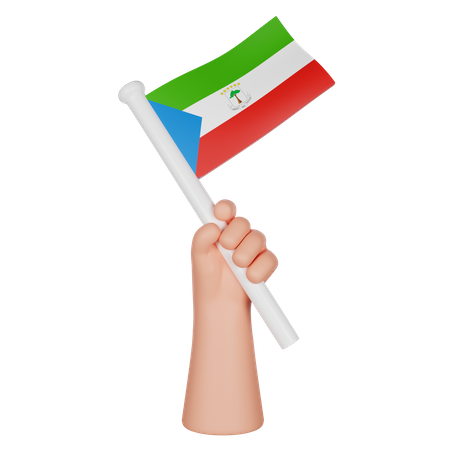 Hand Holding A Flag Of Guinea Khatulistiwa  3D Icon
