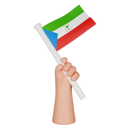 Hand Holding A Flag Of Guinea Khatulistiwa  3D Icon