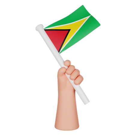 Hand Holding A Flag Of Guyana 3D Icon