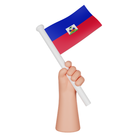 Hand Holding A Flag Of Haiti  3D Icon