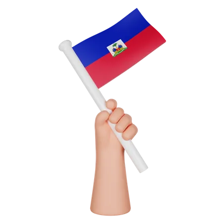 Hand Holding A Flag Of Haiti 3D Icon