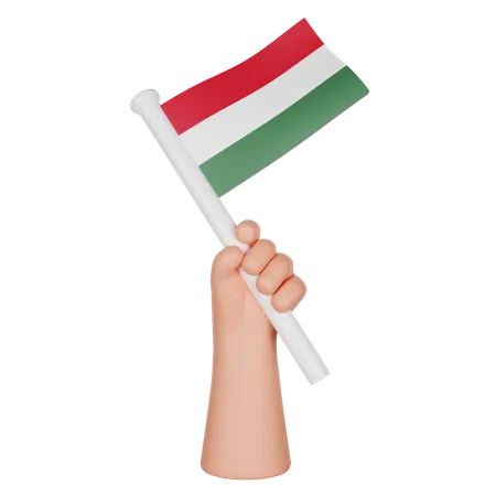 Hand Holding a Flag of Hungaria  3D Icon