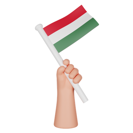 Hand Holding a Flag of Hungaria  3D Icon