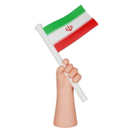 Hand Holding a Flag of Iran  3D Icon