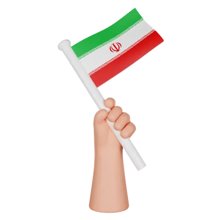 Hand Holding a Flag of Iran  3D Icon