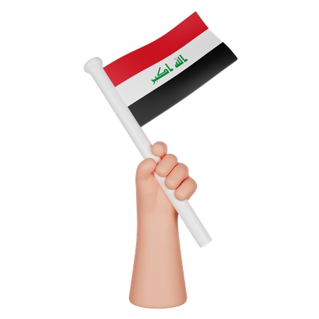 Hand Holding a Flag of Iraq  3D Icon