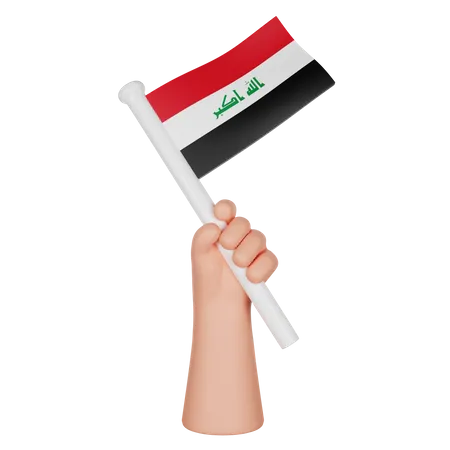 Hand Holding a Flag of Iraq  3D Icon
