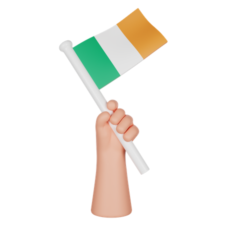 Hand Holding a Flag of Ireland  3D Icon