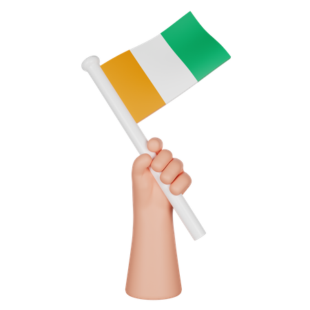 Hand Holding A Flag Of Ivory Coast  3D Icon