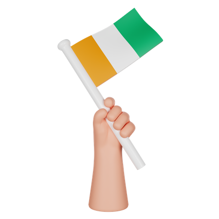 Hand Holding A Flag Of Ivory Coast  3D Icon