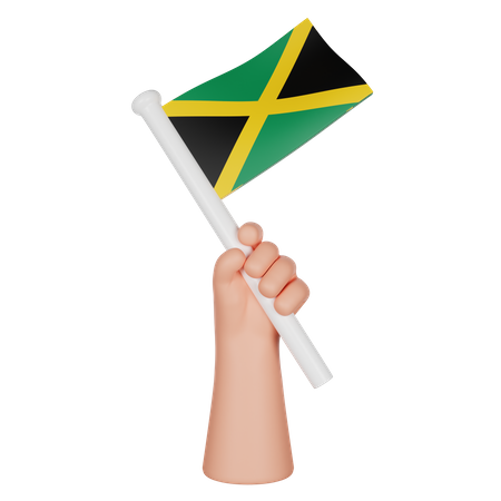 Hand Holding A Flag Of Jamaica  3D Icon