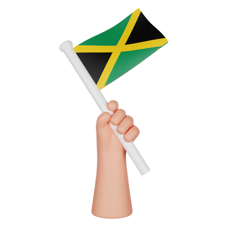 Hand Holding A Flag Of Jamaica  3D Icon