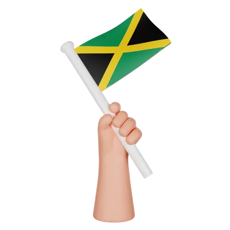 Hand Holding A Flag Of Jamaica  3D Icon