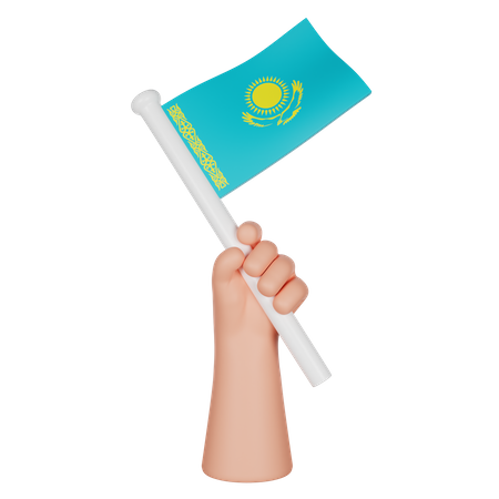 Hand Holding a Flag of Kazakhstan  3D Icon