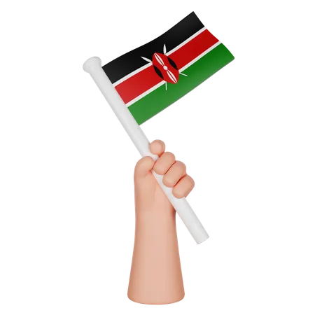 Hand Holding A Flag Of Kenya  3D Icon