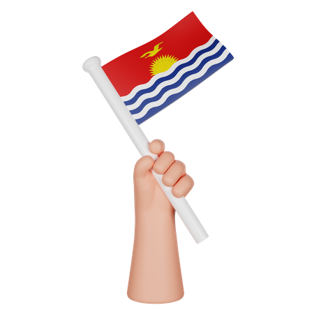 Hand Holding a Flag of Kiribati  3D Icon