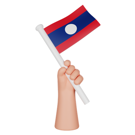 Hand Holding a Flag of Laos  3D Icon