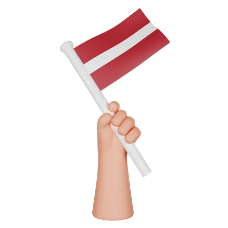 Hand Holding a Flag of Latvia  3D Icon