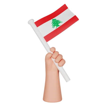 Hand Holding a Flag of Lebanon  3D Icon
