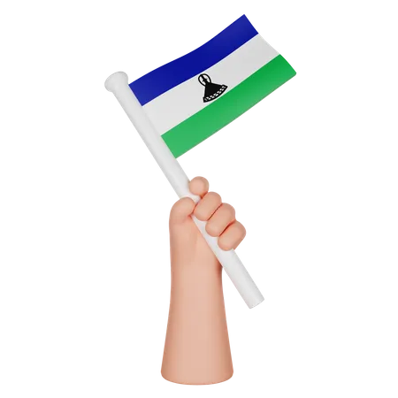 Hand Holding A Flag Of Lesotho  3D Icon