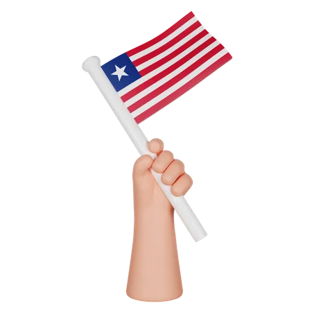 Hand Holding A Flag Of Liberia  3D Icon