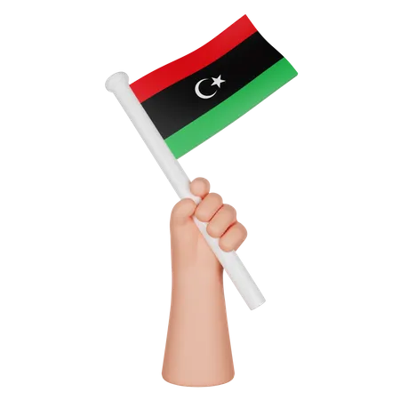 Hand Holding A Flag Of Libya  3D Icon