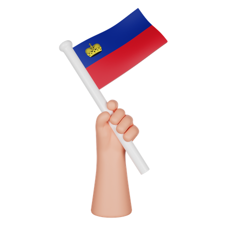 Hand Holding a Flag of Liechtenstein  3D Icon