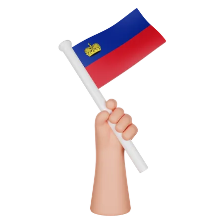 Hand Holding a Flag of Liechtenstein  3D Icon
