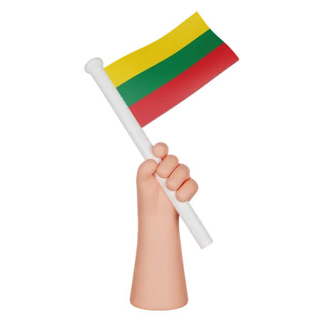 Hand Holding a Flag of Lithuania  3D Icon