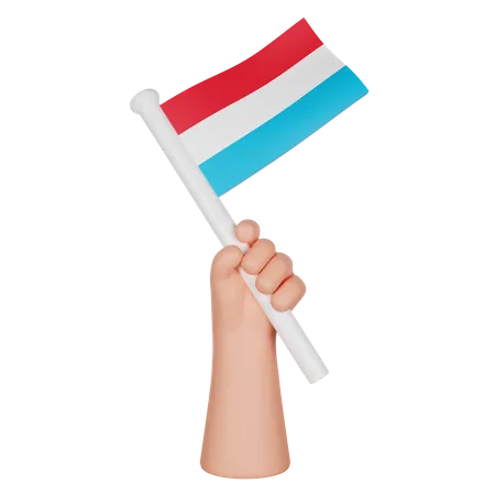 Hand Holding a Flag of Luxembourg 3D Icon