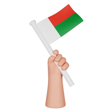 Hand Holding A Flag Of Madagaskar  3D Icon