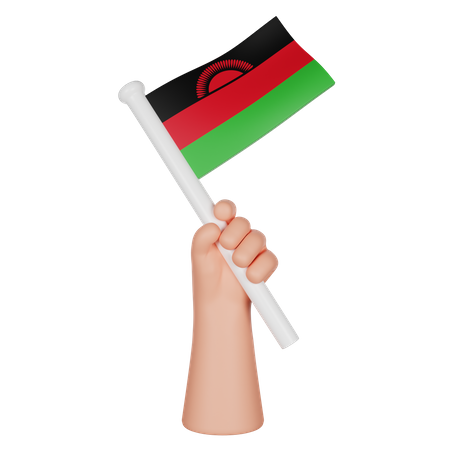 Hand Holding A Flag Of Malawi  3D Icon