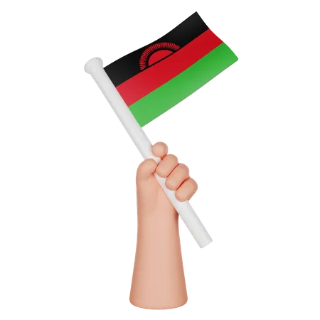 Hand Holding A Flag Of Malawi  3D Icon