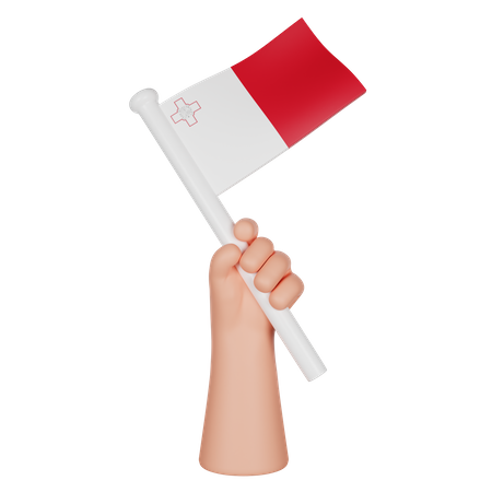 Hand Holding a Flag of Malta  3D Icon