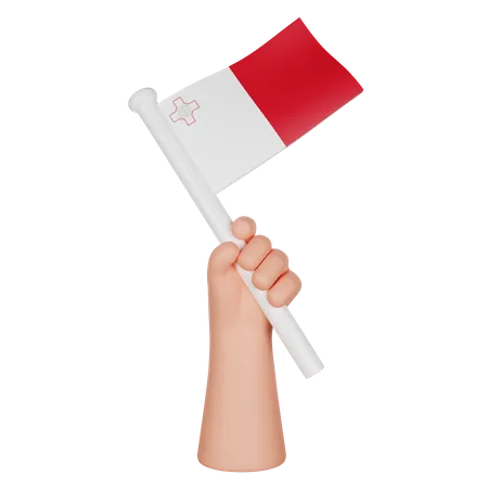 Hand Holding a Flag of Malta  3D Icon