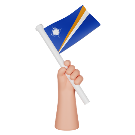 Hand Holding a Flag of Marshall Islands  3D Icon