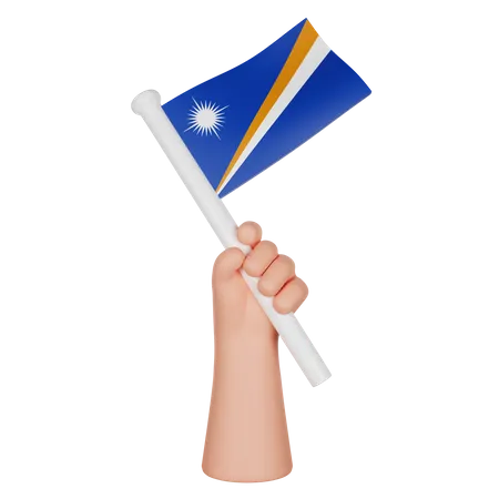 Hand Holding a Flag of Marshall Islands  3D Icon