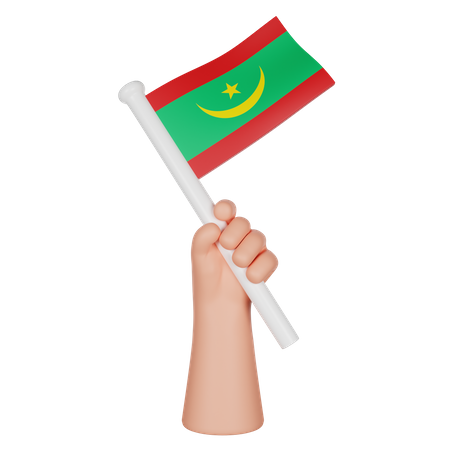 Hand Holding A Flag Of Mauritania 3D Icon