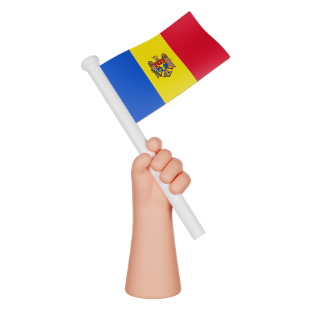 Hand Holding a Flag of Moldova  3D Icon