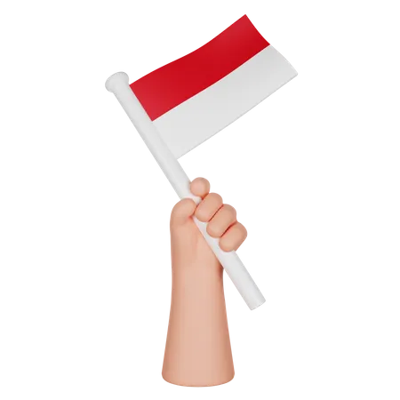 Hand Holding a Flag of Monako  3D Icon