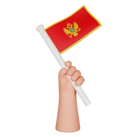 Hand Holding a Flag of Montenegro  3D Icon
