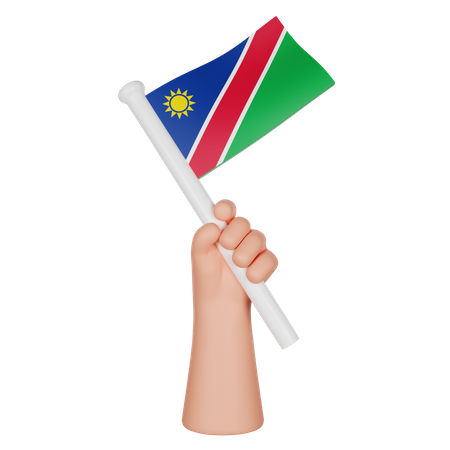 Hand Holding A Flag Of Namibia  3D Icon
