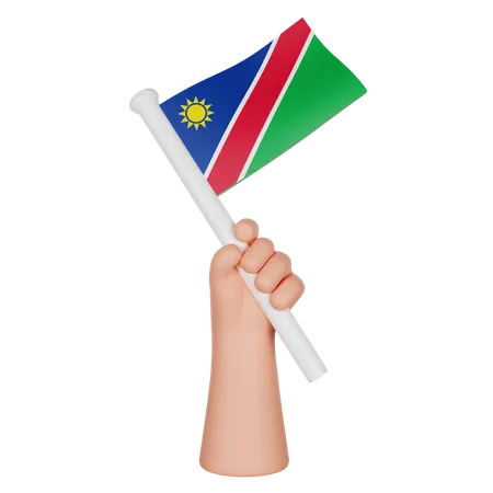 Hand Holding A Flag Of Namibia  3D Icon