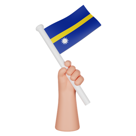 Hand Holding a Flag of Nauru  3D Icon