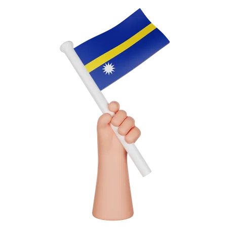 Hand Holding a Flag of Nauru  3D Icon