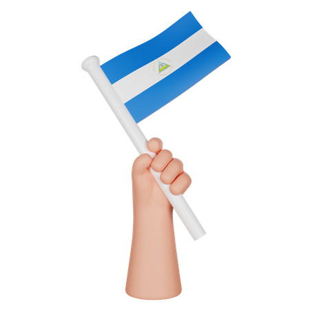 Hand Holding A Flag Of Nicaragua  3D Icon