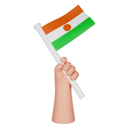 Hand Holding A Flag Of Niger  3D Icon